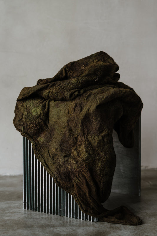 FELTED SCARF - OLIVE