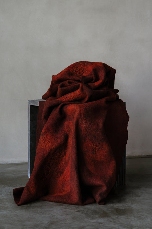 FELTED SCARF CASHMERE & WOOL - CHERRY