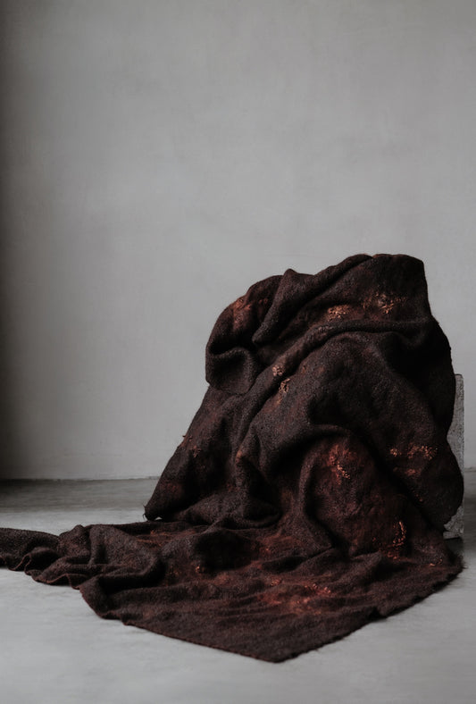 WOOL AND MOHAIR BLANKET - CHESTNUT 1/1
